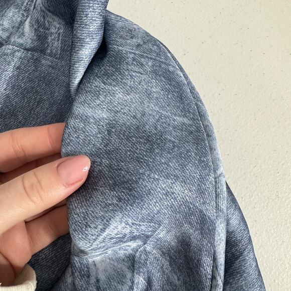 Zara Dress Womens Small Blue Denim Jean Print Satin Slip Maxi Y2K Backless Party - Picture 4 of 15